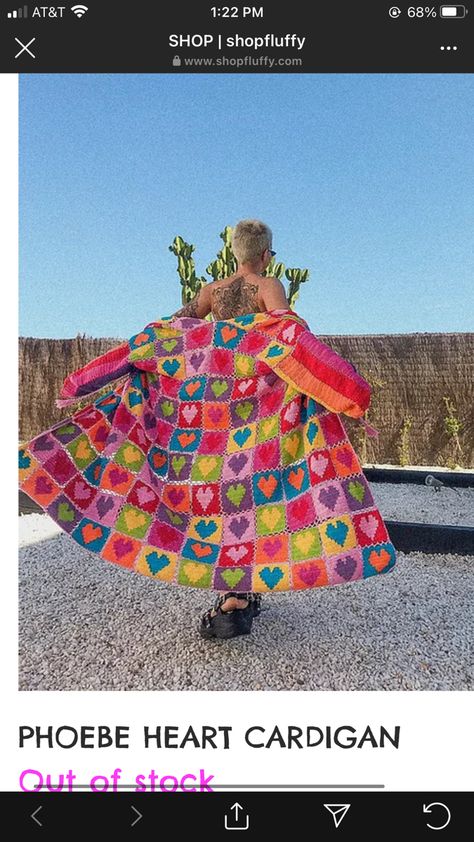 Diy Tricot, Heart Cardigan, Mode Crochet, Rainbow Crochet, Diy Crochet Projects, Crochet Square, Diy Couture, Bag Crochet, Crochet Fashion