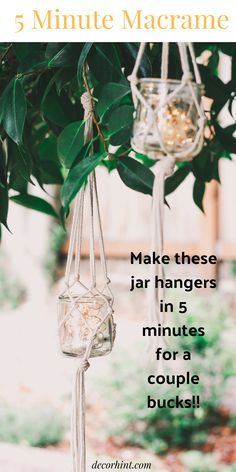 Macrame Jar Hanger, Oui Jars, Diy Hanger, Hanging Jars, Macrame Plant Hanger Tutorial, Makramee Diy, Hanger Diy, Diy Macrame Plant Hanger, Diy Plant Hanger