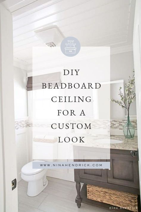 Learn how to cover a dated, textured, and stained ceiling with a cottage style DIY beadboard ceiling for a custom look.  #HomeDecor #HomeDecorIdeas #HomeDecorating #DIY #BeadBoard Diy Beadboard, Ceiling Diy, Nursery Accent Wall, Living Room Clocks, Beadboard Ceiling, Diy Accent Wall, Diy Ceiling, Wallpaper Accent Wall, Large Wall Decor