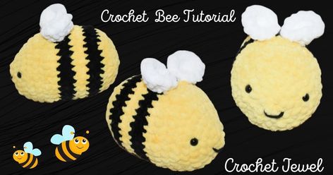 Gossamer Wings, Bee Toys, Crochet Bee, All Free Crochet, Crochet Tutorials, Fun Crochet Projects, How To Crochet, Soft Yarn, Stuffed Animal Patterns