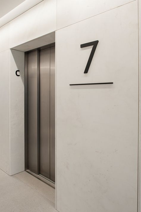 Behance Lift Lobby Signage, Lift Signage, Apartment Building Hallway, Elevator Lobby Design, Entrance Signage, Lift Lobby, Wayfinding Signage Design, Elevator Lobby, Elevator Design