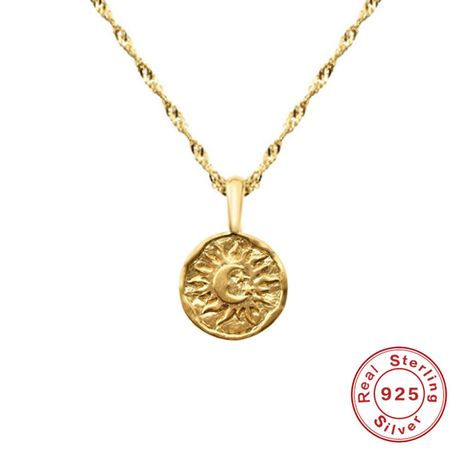 Color: Yellow Gold Fashion Element: Round Style: Cold Wind Sun And Moon Necklace, Sun Pattern, Wedding Necklaces, Necklaces Silver, Moon Pendant Necklace, Jewelry Accessories Ideas, Wear Necklaces, Jewelry Essentials, Silver 925 Necklace