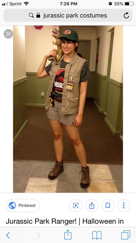 Jurassic Park Park Ranger Outfit, Trex Costume, Fête Jurassic Park, Jurassic Park Costume, Ranger Outfit, Costume Dinosaure, Festa Jurassic Park, Jurassic Park Birthday Party, Dinosaur Halloween Costume