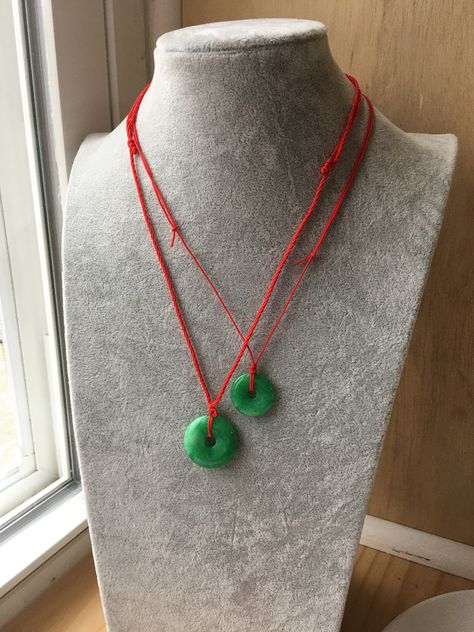 Red String Necklace, Small Gold Necklace, Jade Necklace Pendant, String Necklace, Clothes Reference, Jade Color, Bauhaus Art, Coin Pendant Necklace, Jade Necklace