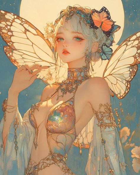 𝕱𝖆𝖎𝖗𝖞 𝕹𝖞𝖒𝖕𝖍 AI Generated | Midjourney #ai #midjourney #aiart #fairy Anime Fairy Art, Butterfly Girl Art, Fairy Character Design, Magical Artwork, Fairy Anime, Cool References, Fear Is The Mind Killer, Sea Dragons, The Eternals