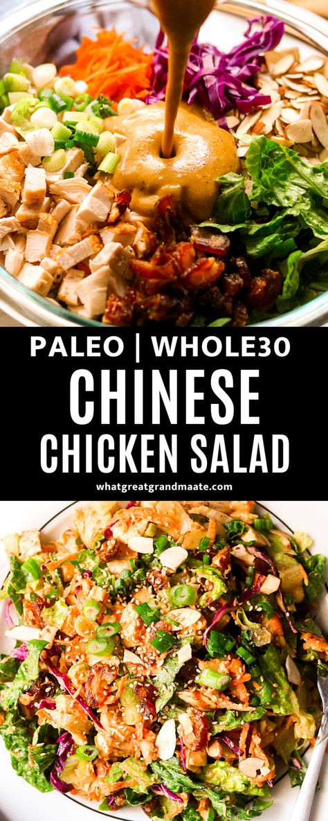 Salad With Dates, Whole 30 Lunch, Whole 30 Meal Plan, Easy Whole 30 Recipes, Chinese Chicken Salad, Paleo Salads, Whole30 Dinners, Whole 30 Diet, Chinese Chicken