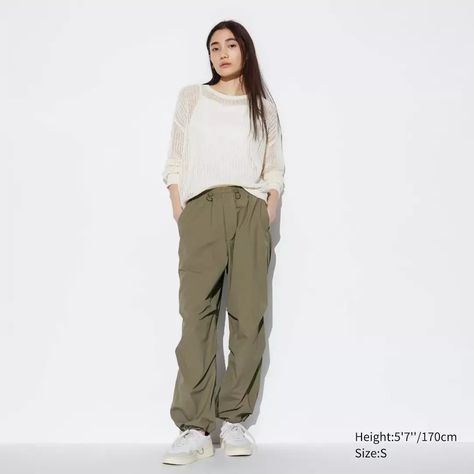 UV Protection Parachute Trousers | UNIQLO (UK) Olive Parachute Pants, Parachute Trousers, Uv Protection Clothing, Chino Joggers, Adam Scott, Parka Vest, Uniqlo Women, Vetements T Shirt, Tank Top Camisole