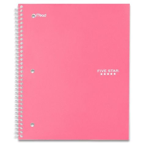 5 Star Spiral Notebook, Cute Notebooks For School, Five Star Notebook, Cherry Products, High School Plan, Middle School Supplies, Back To School List, School Wishlist, School Backpack Essentials