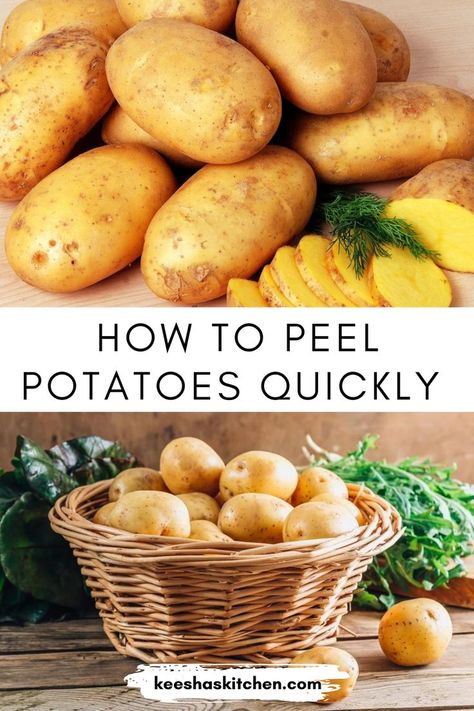 Kitchen Hack: How to Peel Potatoes Quickly How To Peel Potatoes Quickly, Easy Peel Potatoes, Potato Peeling Hack, Peeling Potatoes Ahead Of Time, Peeling Potatoes Easy, Easiest Way To Peel Potatoes, Easy Way To Peel Potatoes, Peel Potatoes Ahead Of Time, Peel Potatoes Easy