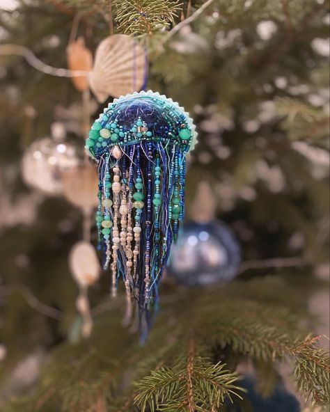 I completely forgot to show you my little jelly Christmas tree toy😁🎄🤍 ..now for sure until we meet again in the new year😌🙏 I wish w inspiration, health and love✨ be happy!!! . #newyear #christmas #mood #2021 #jellyfish #embroidery #hoopart #embroiderydesign #embroideryart #art #medusa #yuliyaku #dmc #beads #crystal #perlerbeads #dmcembroidery #embroideryhoop Bead Jellyfish, Jellyfish Embroidery, Hanging Jellyfish, Galaxy Makeup, Until We Meet Again, Christmas Tree Toy, Meet Again, We Meet Again, Christmas Mood