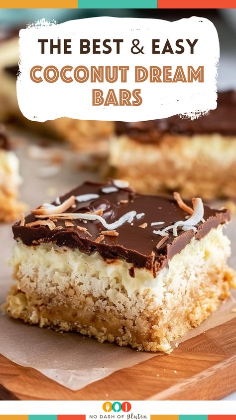 Coconut Cream Bars Recipes, Coconut Pie Bars, Chocolate Coconut Desserts Easy, Chocolate And Coconut Desserts, Coconut Desserts Recipes, Coconut Dessert Bars, Coconut Cheesecake Bars, Coconut Dream Bars, Coconut Dessert Recipes