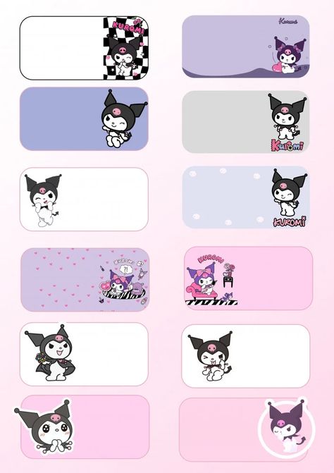 Kuromi Nametags, Name Tag Kuromi Design, Notebook Labels Kuromi, Kuromi Label Printable, Kuromi Subject Label, Kuromi Name Tag For School, Kuromi Notebook Label, Kuromi Notebook Cover Printable, Kuromi Name Tag Template For School