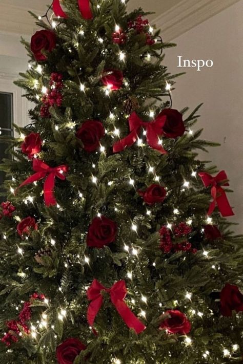 My husband and I just found these 2024 Christmas trends and we’re obsessed. We love decorating our home with the kids and these 2024 Christmas decor trends are insanely useful (and cute!) Neutral Red Christmas Decor, Classy Red Christmas Tree, Roses In Christmas Tree, Small Christmas Tree Ideas Bedroom, Red Theme Christmas Decor, Living Room Christmas Ideas, Christmas Tree With Red Roses, Roses On Christmas Tree, Red Bows Christmas Tree