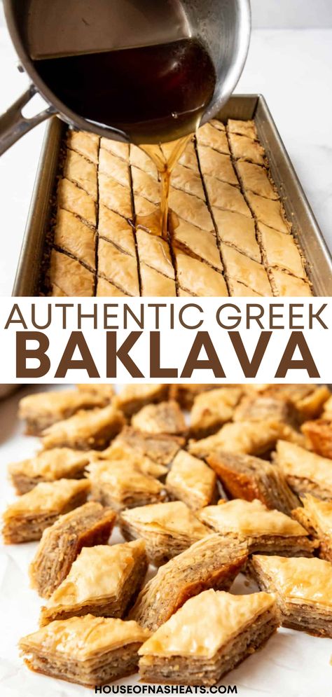 Dairy Free Baklava Recipe, Food Network Baklava, Filo Pastry Baklava, Baklava Dough Recipe, Sourdough Baklava, Healthy Baklava Recipe, Greek Baklava Recipe Traditional, Baklava Easy Recipe, Pecan Baklava Recipe