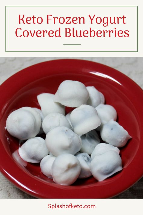 These keto frozen yogurt covered blueberries make for an awesome snack! They are perfectly sweet, tart, and adorable! Keto Yogurt Covered Blueberries, Keto Frozen Blueberry Recipes, Keto Greek Yogurt Recipes Dessert, Carbless Snacks, Healthy To Go Meals, Keto Frozen Yogurt, Carbless Meals, Frozen Blueberry Recipes, Greek Yogurt Recipes Dessert