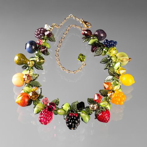 Fruit Rainbow, Fruit Beads, Fruit Berries, Piskel Art, Rainbow Fruit, Glass Fruit, Fruit Jewelry, Rainbow Necklace, Boulder Co