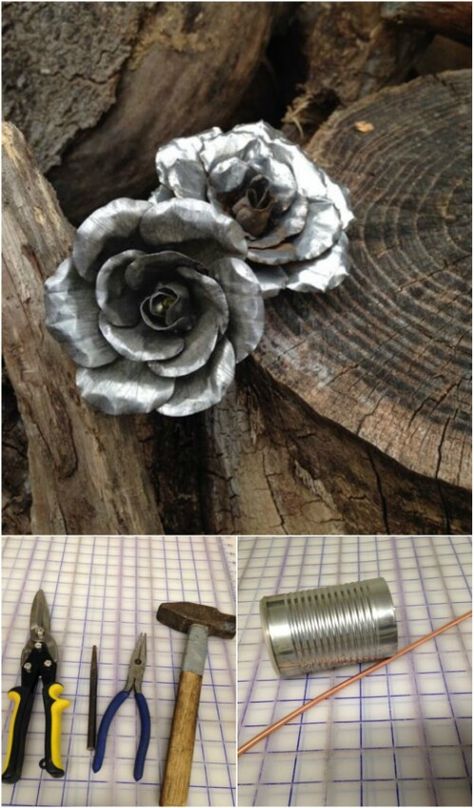 Tin Can Flowers, Soda Can Art, Soda Can Crafts, Recycled Tin Cans, Tin Can Art, Aluminum Can Crafts, Recycle Cans, Recycled Tin, Tin Can Crafts