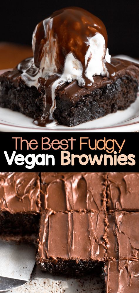 The Best Vegan Brownies (Dark Chocolate Fudge Brownies) Hot Brownie, Ella Vegan, Fudgy Vegan Brownies, Best Vegan Brownies, Brownies Fudgy, Vegan Brownies Recipe, Moist Brownies, Chocolate Covered Katie, Future Chef