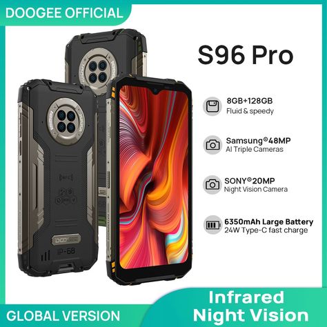 Cheap Cellphones, Buy Quality Cellphones & Telecommunications Directly from China Suppliers:DOOGEE S96 Pro mobile phone Smartphone 48MP Round Quad Camera 20MP Infrared Night Vision Helio G90 Octa Core 8GB+128GB 6350mAh Enjoy ✓Free Shipping Worldwide! ✓Limited Time Sale ✓Easy Return. Unlocked Cell Phones, Camera Battery, Sony Camera, Mobile Covers, Phone Support, Phone Model, Android Phone, Phone Covers, Night Vision