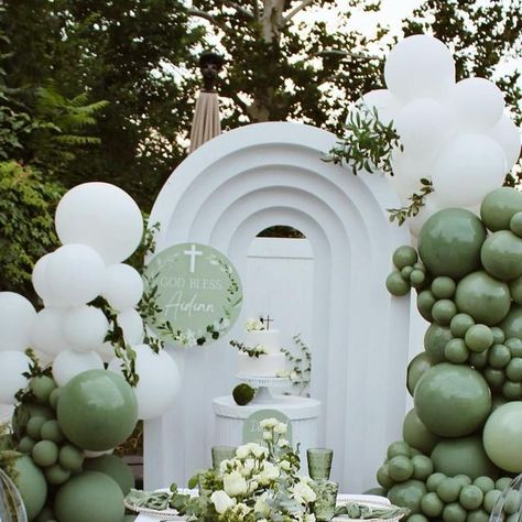 Event stylist / Balloons & flowers designer on Instagram: "Aidian 1st Communion 🤍🌿 #Details #1stcommunion #decor #balloonart #balloondecor #balloondesign #eventstylist #art" Baptism Ideas Boys, Communion Party Ideas, Confirmation Invites, Balloons Flowers, First Communion Decorations, Communion Decorations, Confirmation Invitations, Event Stylist, Baptism Decorations