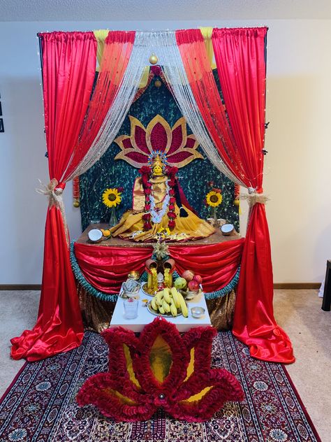 Navratri Devi Decoration At Home, Decoration Ideas For Pooja At Home, Navratri Pooja Decoration At Home, Background Decorations For Pooja, Navaratri Decoration Ideas At Home, Navratri Decoration At Home, Pooja Decoration Ideas At Home, Navratri Decoration Ideas For Home, Varalakshmi Pooja Decoration