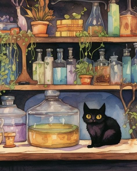 Potion Brewing, Potion Shop, Witches Apothecary, Cozy Watercolor, Magical Plants, Middle Grade Fantasy, Witch Potion, Spell Books, Potion Bottles