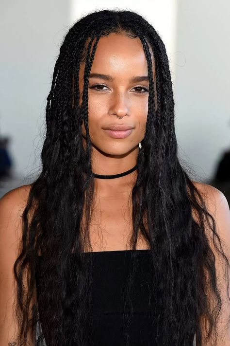 Zoe Kravitz Braids, Lobelia Cardinalis, V Cut Hair, Loose Curly Hair, Braid Trends, Goddess Braids Hairstyles, Long Box Braids, Pelo Afro, Zoe Kravitz