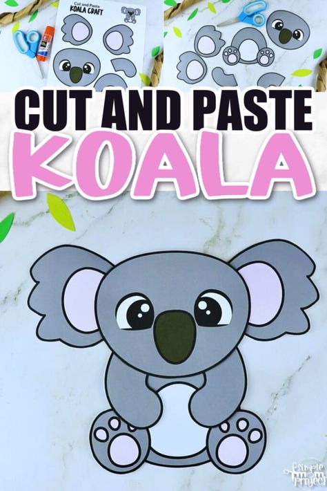 Printable Koala Craft Template – Simple Mom Project Koala Bear Crafts, Sloth Craft, Bear Crafts Preschool, Simple Diy Crafts, Koala Craft, Simple Mom Project, Animals Crafts, Panda Craft, Dot Worksheets