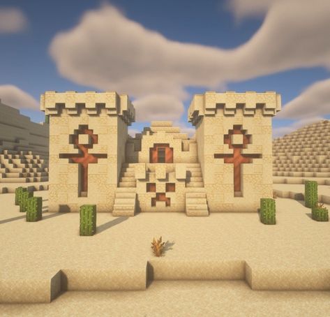 Minecraft Sand Temple, Dessert Minecraft Build, Desert Ideas Minecraft, Minecraft Desert Temple Remodel, Desert Wall Minecraft, Desert Temple Minecraft, Minecraft Desert Ideas, Minecraft Egyptian Builds, Minecraft Sand Castle