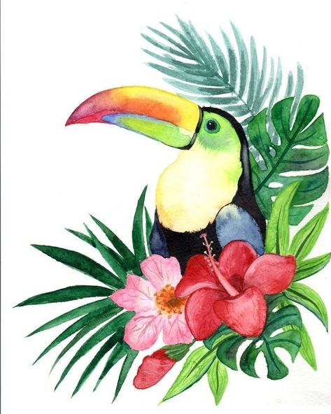 Pin by Moxada Purohit on my drawing in 2022 | Art painting, Abstract art painting, Watercolor art Watercolor Toucan, Filmy Vintage, 동화 삽화, Hawaii Art, Canvas For Beginners, Tropical Bird, Bird Painting, Bird Gifts, 수채화 그림