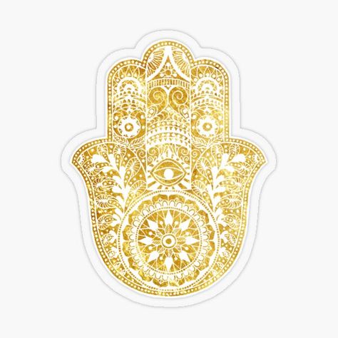 Hamsa Design, Elephant Stickers, Hand Sticker, Gold Stickers, Gold Hamsa, Color Collage, Pink Wedding Flowers, Jewish Art, Color Balance