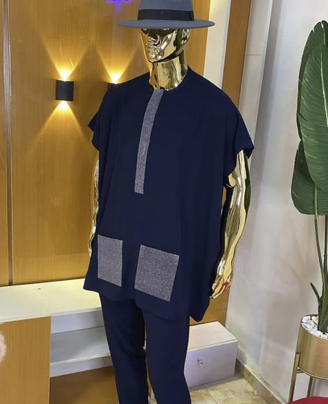 Navy blue kaftan Men Kaftan African Fashion For Wedding, Men Up And Down Styles Cloth, Caftan Dress For Men, Dashiki Styles For Men, Dansiki Styles Men, Latest Men Senator Designs, Men African Fashion, Latest African Wear For Men, African Men Clothing