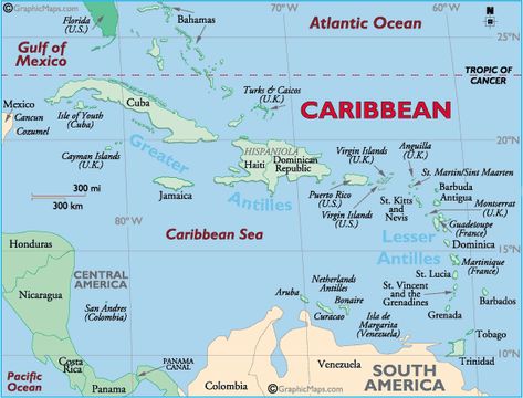 This is a map of the Caribbean you can see that Cuba is North of the Grand Cayman. Caribbean Islands Map, Haiti And Dominican Republic, Bahamas Honeymoon, The Caribbean Islands, Carribean Cruise, Best Airbnb, Beach Honeymoon Destinations, Beach Honeymoon, Map Of The World