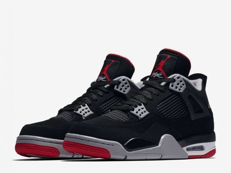 Jordan 4 Retro OG "Black/Cement" - J23 Air Jordan 4 Bred, Jordan 4 Retro Bred, Retro Jordans, Jordan 4 Bred, Jordan 4’s, Sneaker Bar, Air Jordan Iv, Nike Air Jordan Shoes, Nike Air Jordan 4