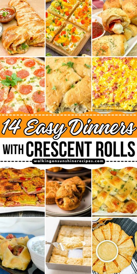 Tired of the same old dinner routine? Look no further than this collection of 12 Easy Dinners with Crescent Rolls for something easy, delicious and a little bit unexpected! Recipes With Croissants Dough, Easy Dinners With Crescent Rolls, Foods To Make With Crescent Rolls, Quick And Easy Pillsbury Dinner Recipes, Easy 9x13 Dinner Recipes, Lunch Meat Crescent Rolls, Pull Apart Dinner Ideas, Dinner Ideas With Rhodes Rolls, Homemade Pizza Rolls Crescent