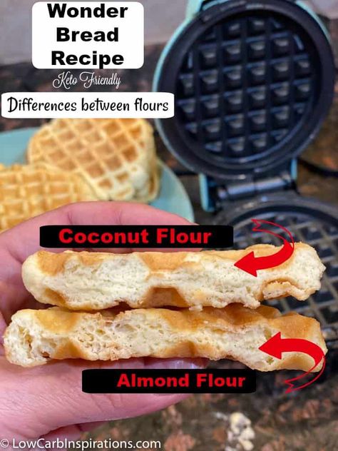 Wonder Bread Chaffle Recipe, Keto Wonder Bread, Wonder Bread Recipe, Wonder Bread Chaffle, Recipes Using Coconut Flour, Keto Flour, Wonder Bread, Chaffle Recipe, Best Keto Bread