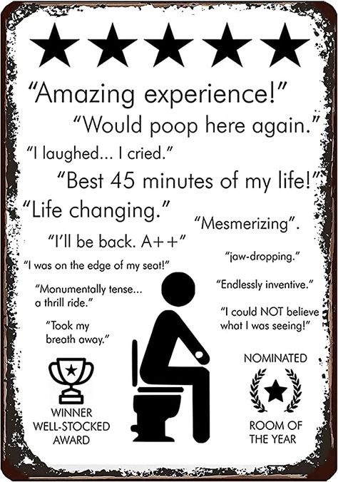 Amazon.com: Retro Vintage Toilet Reviews Metal Tin Sign Home Bar Cafe Retaurant Wall Decor Signs 12x8inch : Home & Kitchen Vintage Toilet, Funny Bathroom Decor, Funny Bathroom Signs, Funny Bathroom, A Silent Voice, Bathroom Humor, Vintage Metal Signs, Bathroom Signs, Funny Signs