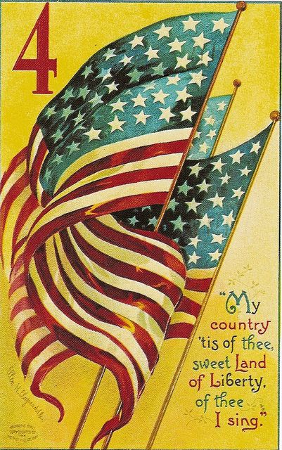 Fourth of July -- Independence Day    		Vintage postcard.  My country 'tis of thee, sweet Land of Liberty, of  thee I sing... Vintage Fourth Of July, Ellen Clapsaddle, Patriotic Cards, 4th Of July Images, July Images, I Love America, The Boogeyman, 4 Wallpaper, American Flags