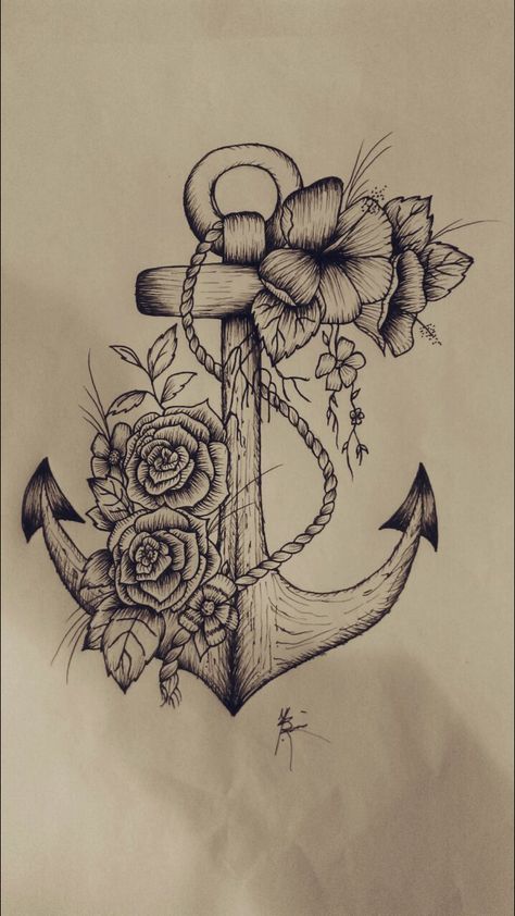 Anchor Sleeve Tattoo Woman, His And Her Anchor Tattoos, Pretty Anchor Tattoo, Tattoo Ideas Female Anchor, Floral Anchor Tattoos For Women, Nautical Tattoo Women, Feminine Nautical Tattoo Sleeve, Girly Anchor Tattoo, Sailor Tattoos For Women