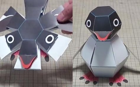 Japanese paper craftsman makes awesome Penguin Bomb. Origami Templates, Tarjetas Pop Up, Personality Profile, Simple Toys, Paper Butterflies, Bird Crafts, Paper Background Texture, Japanese Paper, Pop Up Cards