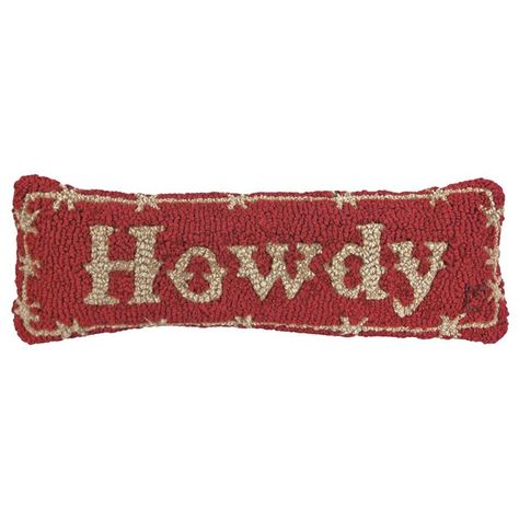 Howdy Hooked Wool Rectangle Pillow Hand Hooked Pillows, Western Bedding Sets, Western Blankets, Country Western Decor, Cowboy Accessories, Western Bedding, Black Forest Decor, Cowboy Decorations, Hooked Pillow