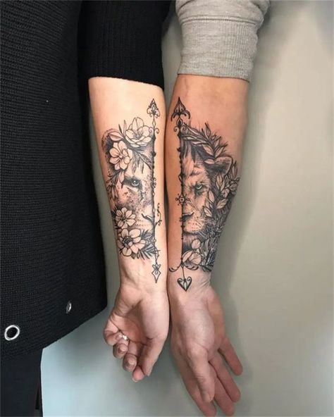 Behind The Ear Tattoo Ideas Unique, Couples Lion Tattoo, Unique Female Tattoos, Stomach Tattoo Ideas, Lion And Lioness Tattoo, Attractive Things, Tattoo Ideas Males, Stomach Tattoo, Tattoo Artist Tattoo