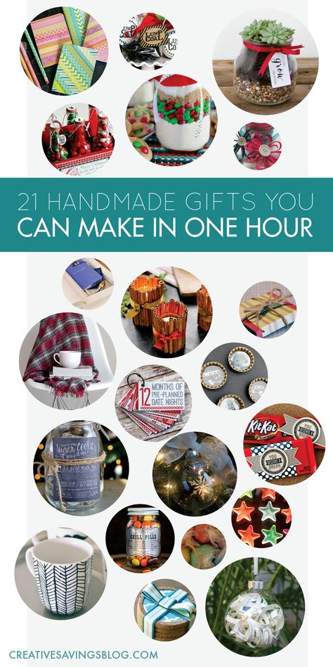 Think handmade gifts take a lot of time? Think again! These 21 easy handmade gift ideas take less than an hour to make and are guaranteed to get those creative juices flowing. Knock out a bunch this weekend and get your Christmas list DONE. via @creativesavings Easy Handmade Gift Ideas, Gifts Quotes, Easy Handmade Gifts, Handmade Gift Ideas, Easy Handmade, Felt Gifts, Holiday Centerpieces, Santa Gifts, Handmade Christmas Gifts