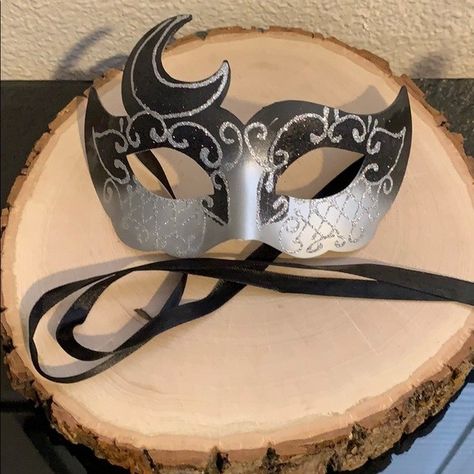 Moon Masquerade Mask, Luna Costume, Masquerade Mask Black, Silver Masquerade Mask, Moon Mask, Glitter Mask, Moon Luna, Ball Party, Mask Masquerade