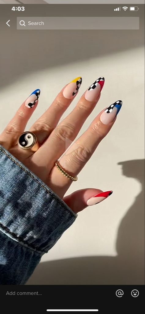 Nails Race Design, F1 Inspired Makeup, Race Inspired Nails, Charles Leclerc Nail Art, Silverstone F1 Nails, Formula One Inspired Nails, Indy 500 Race Nails, Grand Prix Nails, Hot Wheels Nails Acrylics