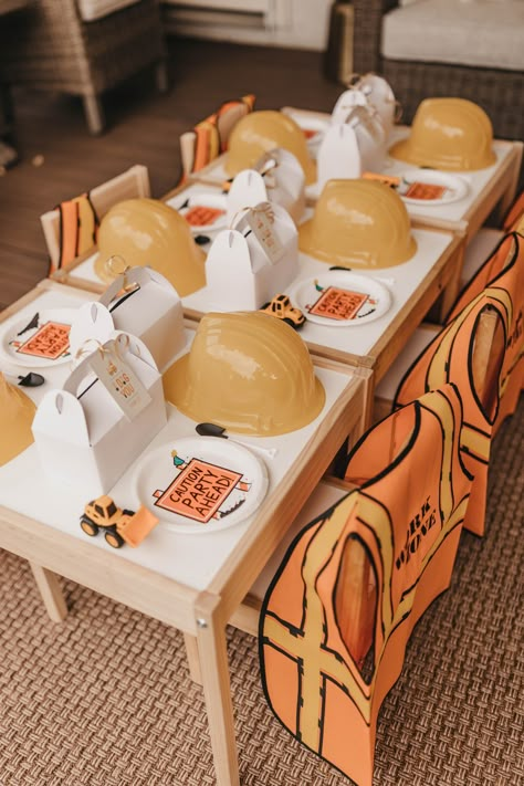 Construction Three Year Old Birthday Party, Im 3 And Digging It, Boho Construction Party, Construction Birthday Party Table, Construction Birthday Party Three Year Old, I’m 2 And Digging It, Three Year Old Truck Birthday, Third Birthday Construction Theme, Digging Two Birthday