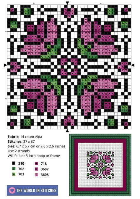 The World In Stitches, Geometric Pattern Cross Stitch, Modern Cross Stitch Patterns Free Charts, Cross Stitch Charts Free Pattern, Free Crochet Patterns For Beginners, Biscornu Cross Stitch, Free Cross Stitch Charts, Cross Stitch Geometric, Cross Stitch Freebies