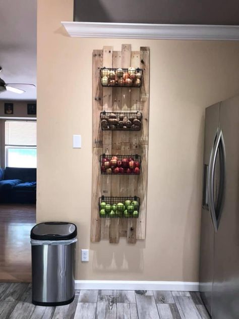 Pizzaria Delivery, Vegetable Rack, Wall Mount Storage, Produce Storage, Vegetable Storage, Small Kitchen Decor, Diy Kitchen Storage, Fruit Storage, Storage Diy