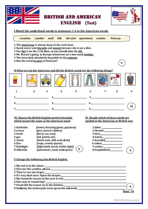 American English Vs British English, British Vs American, Free Reading Comprehension Worksheets, British And American English, American Words, Read English, First Grade Math Worksheets, Social Studies Worksheets, Nonsense Words