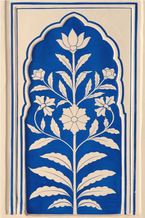 Jharokha Illustration, Jaipur Motifs, Jaipur Illustration, Jharokha Designs, Jharokha Painting, Rajasthani Pattern, Rajasthani Motifs, Blue Pottery Designs, Jaipur Art